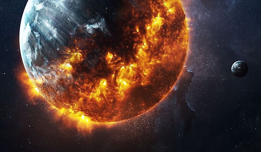 終末論的な背景 - 燃えて爆発する惑星