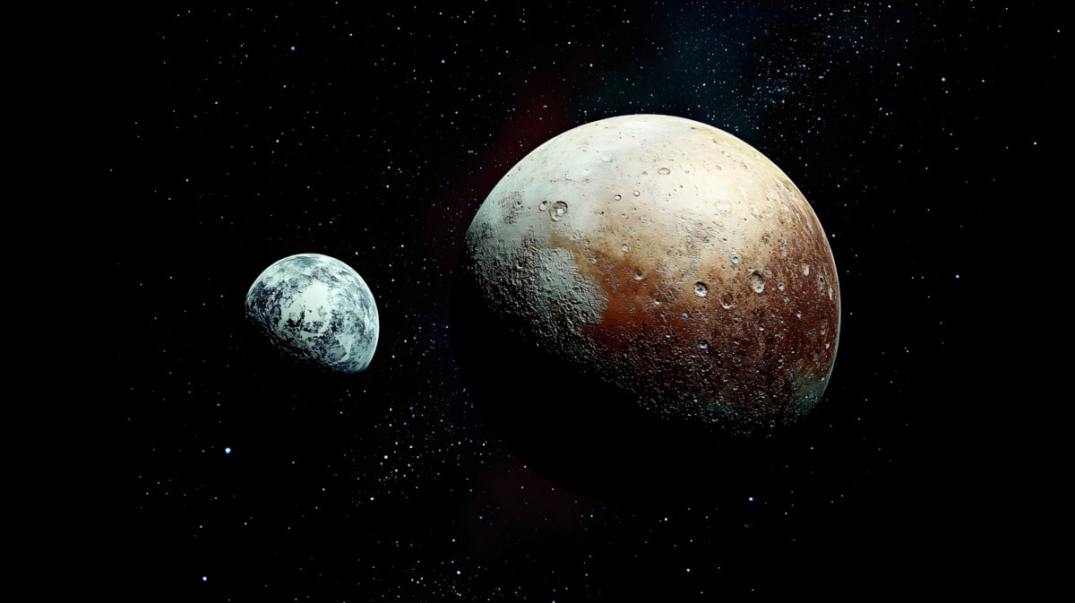 これは冥王星とその衛星カロンの間の宇宙的な愛の物語です