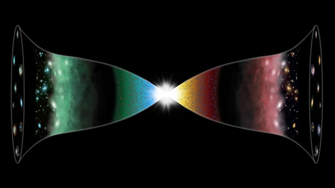 初期のコスモスは風船のように膨らんだのか？時間を逆行する鏡の宇宙はもっと簡単な説明になるかもしれない