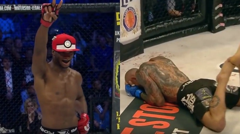 MMA チャンピオンが相手をノックアウトした後、モンスターボールで相手を捕まえる