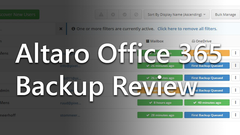 Altaro Office 365 バックアップ レビュー