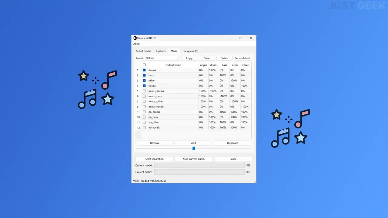Demucs GUI：声と楽器を音楽から分離するツール