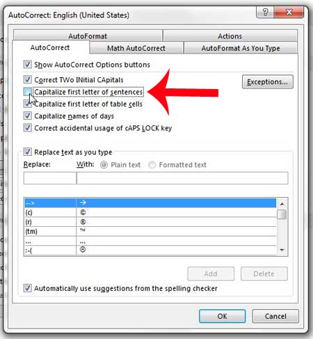 Outlook 2013 で最初の文字を大文字にするのをやめる方法