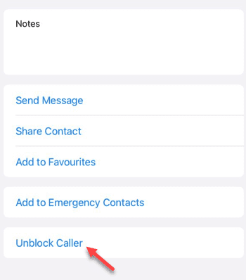 iPhone でメッセージのブロックが有効になっている