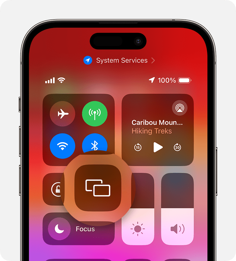 iPhoneで画面ミラーリングの使用方法