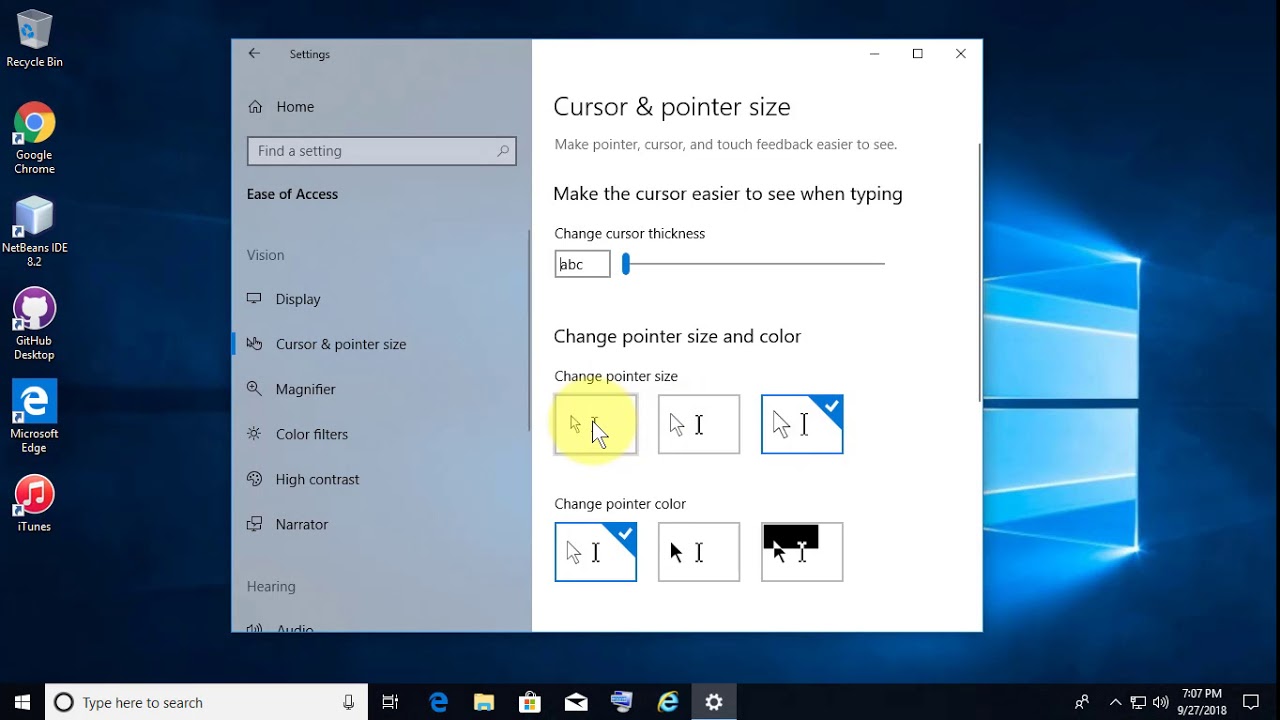 Windows 10でカーソルとポインターのサイズを変更する方法