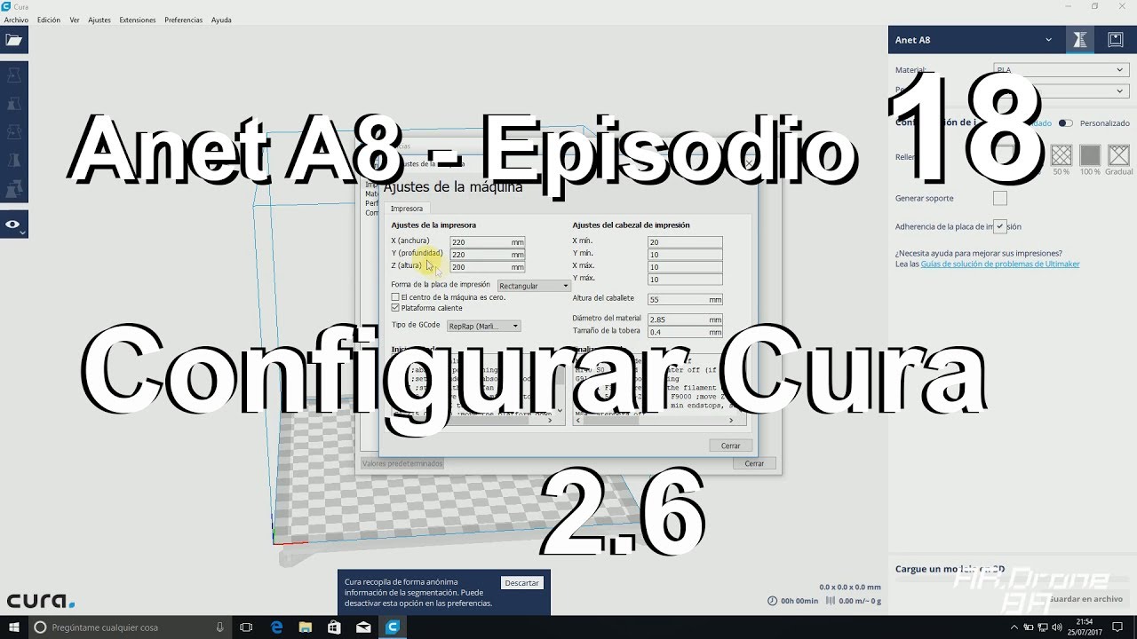 anet a8 用に cura を設定する方法